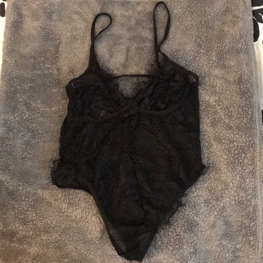 Black lace mesh teddy